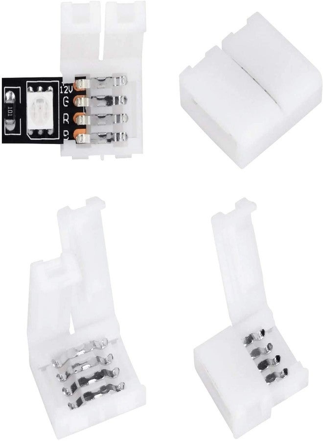 Protium 4-Pin RGB LED Light 10mm Unwired Gapless Solderless Adapter Terminal Extension SMD 5050 Strip Connectors (Multicolor) - 10 Pack - Image 2